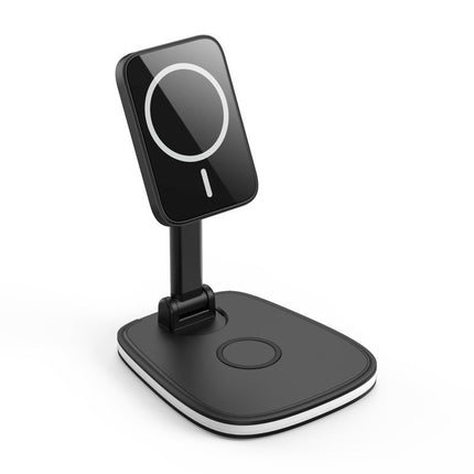 Magnetic Wireless Charging Stand, 3-in-1 Charger Dock for Phone, Earbuds and Smartwatch with Landscape Stand Mode