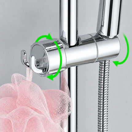 Shower Head Holder for Slide Rail with 360 Degree Rotation and Loofah Hook, Height Adjustable Handheld Shower Mount