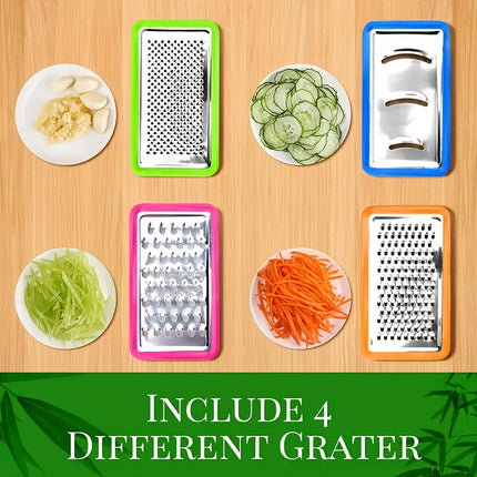 Bamboo Cutting Board Set with 4 Interchangeable Blades & Storage Trays | Eco-Friendly Kitchen Prep for Easy Cooking