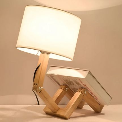 Adjustable Wooden Table Lamp with Flexible Joints | Handcrafted Soft Light for Cozy Interiors
