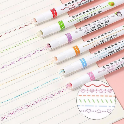 Dual Tip Drawing Markers with Curve Roller, Highlighter Pens for Journaling