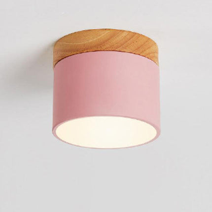 Scandinavian Ceiling Light with 3-Color LED & Wooden Accent | Minimalist Flush Mount for Ambient Illumination