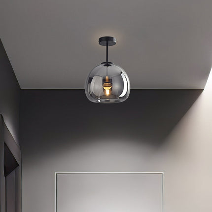 Vintage Bubble Glass Ceiling Light Pendant with Amber Shade | Retro Design for Elegant Home Ambience