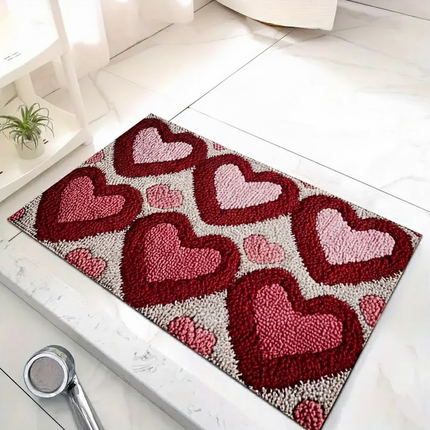 Heart Pattern Entry Doormat with Non-Slip Backing | Soft Polyester for Cozy Home Decor