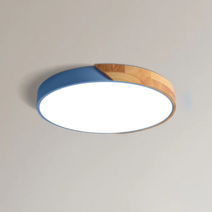 Modern LED Ceiling Light with Natural Wood Accents | Versatile Dimming Options for Warm Atmosphere