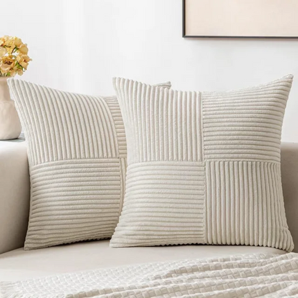 Throw Pillow Covers, Striped Corduroy Decorative Pillow Covers, Couch Cushion Covers for Living Room_03