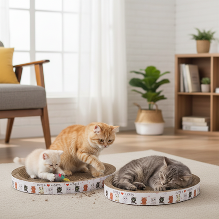 Cardboard Cat Scratcher Bed Lounge with Textured Surface | Protects Furniture and Supports Claw Care