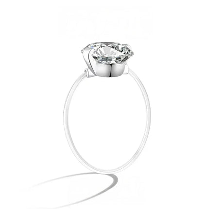 Moissanite Ring with Invisible Band, 1 or 2 Carat Moissanite Ring, Floating Statement Ring with S925 Silver Setting