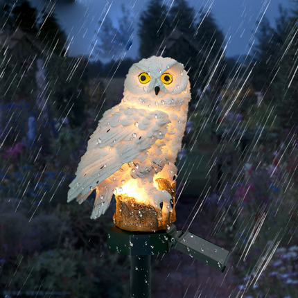 Solar Garden Light Owl Stake Lamp with Warm LED Glow | Automatic Dusk-to-Dawn Illumination for Outdoor Pathways