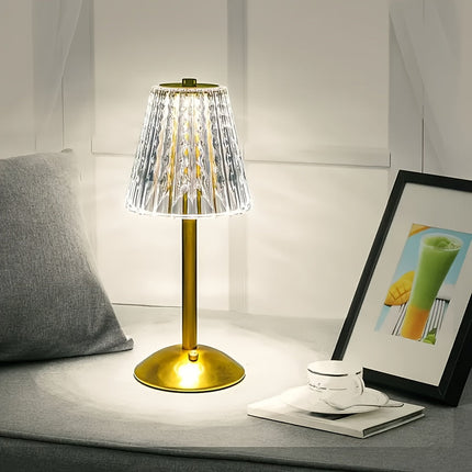 Crystal Touch Table Lamp with Adjustable Brightness | USB Rechargeable & Dimmable for Elegant Ambient Lighting