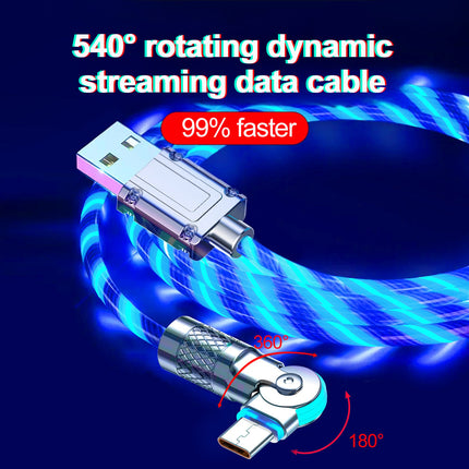 USB C Cable with LED Light, 540 Degree Rotating Fast Charging Cable, iPhone Charging Cable, Phone Charger Cord