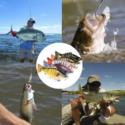 Fishing Lures, Lifelike Fishing Bait with 3D Eyes, Jointed Swimbait with Built In Bell, Fishing Gear and Accessories