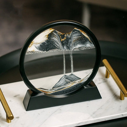3D Quicksand Art Picture, Moving Sand Painting in Lead-Free Transparent Glass, 4 Colors, Calming Desk and Home Decor