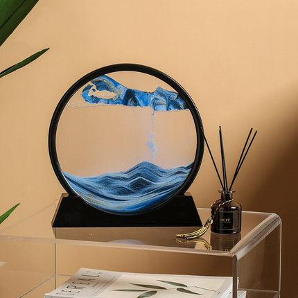 3D Quicksand Art Picture, Moving Sand Painting in Lead-Free Transparent Glass, 4 Colors, Calming Desk and Home Decor