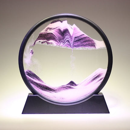 3D Quicksand Art Picture, Moving Sand Painting in Lead-Free Transparent Glass, 4 Colors, Calming Desk and Home Decor