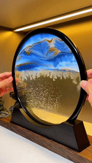 3D Quicksand Art Picture, Moving Sand Painting in Lead-Free Transparent Glass, 4 Colors, Calming Desk and Home Decor