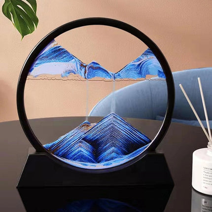 3D Quicksand Art Picture, Moving Sand Painting in Lead-Free Transparent Glass, 4 Colors, Calming Desk and Home Decor