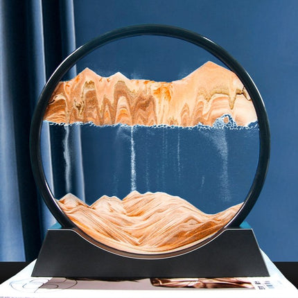 3D Quicksand Art Picture, Moving Sand Painting in Lead-Free Transparent Glass, 4 Colors, Calming Desk and Home Decor