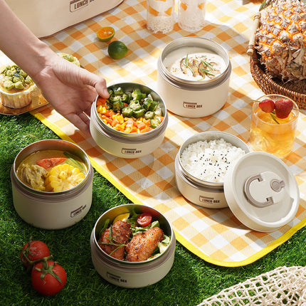 Insulated Lunch Box Set, Stackable Leak Proof Food Containers with Carry Case, 3 Tier and 4 Tier Thermal Meal Set for Work and Picnics