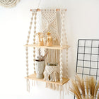 Macrame Wall Shelf, Boho Hanging Shelf with 2 Tier Wood Boards, Plant Shelf for Living Room and Bedroom_00