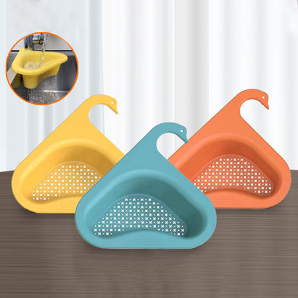 Kitchen Sink Strainer Basket, Corner Drain Caddy with Drainage Holes for Produce, Pasta and Sponges