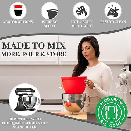 Silicone Liner for Tilt Head Stand Mixer, Mixer Attachment for 5 Qt Bowl