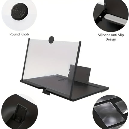 Phone Stand Screen Magnifier with Adjustable Angle | Foldable Holder for Clear Viewing of Movies and Calls