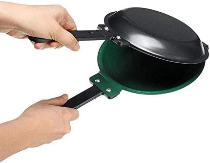 Double Sided Flip Frying Pan, Non Stick Omelette and Pancake Pan with Heat Resistant Handle for Breakfast