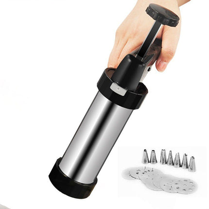 Cookie Press Maker with 12 Interchangeable Steel Discs and Icing Tips, Manual Spritz Cookie Gun for Holiday Baking