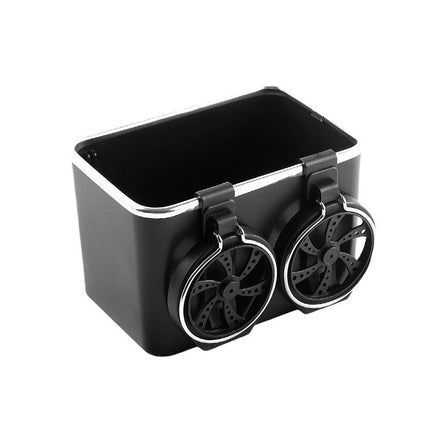 Car Armrest Organizer with Dual Cup Holders and Tissue Box Slot, Compact Console Storage for Phones, Snacks and Bottles