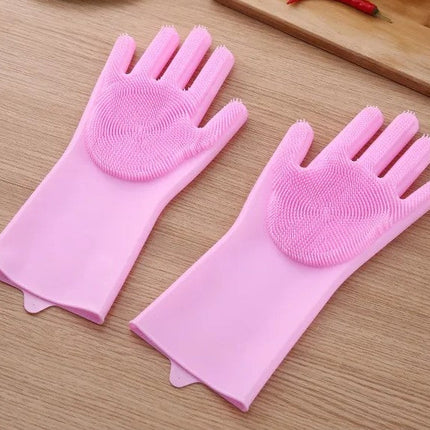 Silicone Scrubbing Gloves with Soft Bristles | Durable Cleaning Tool for Effortless Dishwashing