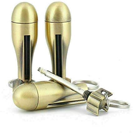 Kerosene Keychain Lighter, Windproof Refillable Permanent Match Fire Starter with Magnesium Strike Strip for Camping