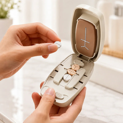 Portable Pill Cutter with Precision Blades | Compact Tool for Easy Medication Management
