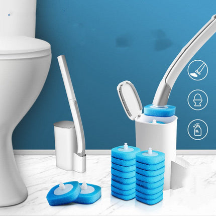 Disposable Toilet Brush with 24 Replacement Heads, Long Handle Water Soluble Cleaning Brush for Bathrooms