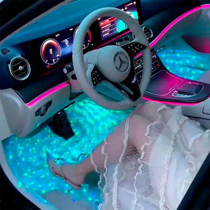 LED Ambient Car Interior Lighting Kit with Starry Star Effect, Multiple Colour Modes, USB Powered and Rechargeable