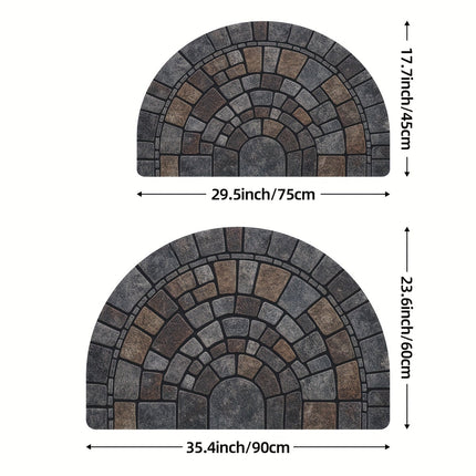 Mosaic Door Mat with Non-Slip Backing | Stylish Semicircular Design for Indoor and Outdoor Use