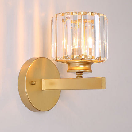 Crystal Wall Light Sconce with Luxe Crystal Detailing | Modern Iron Fixture for Elegant Ambiance