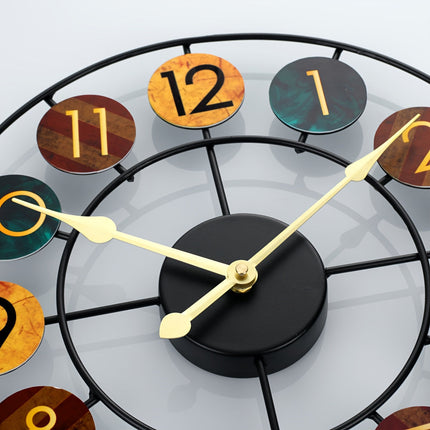 Colourful Metal Wall Clock with Silent Quartz Movement | Retro Design for Stylish Home Decor