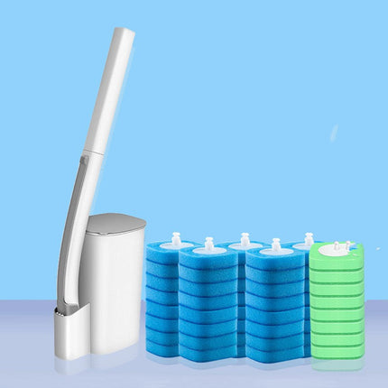 Disposable Toilet Brush with 24 Replacement Heads, Long Handle Water Soluble Cleaning Brush for Bathrooms