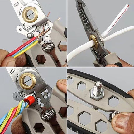 Wire Stripper Tool with Adjustable Tension, Strip Cut and Crimp Hand Tool with Ergonomic Grip for Electrical Wiring Jobs