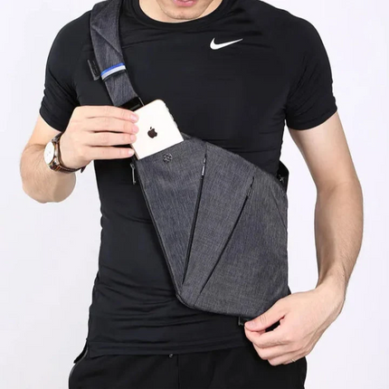 Anti-Theft Crossbody Sling Bag with Hidden Zippers, RFID Protection and Water-Resistant Fabric, Black or Grey