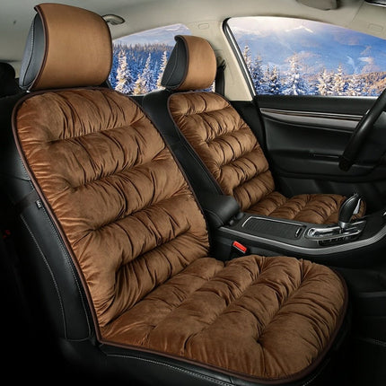 Car Seat Cushion, Quilted Car Seat Cover with Headrest, Short Plush Car Seat Protector