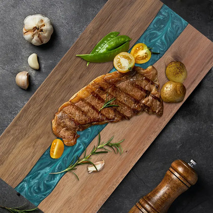 Resin River Cutting Board with Durable Acacia Wood | Stylish Serving Board for Meats and Cheeses
