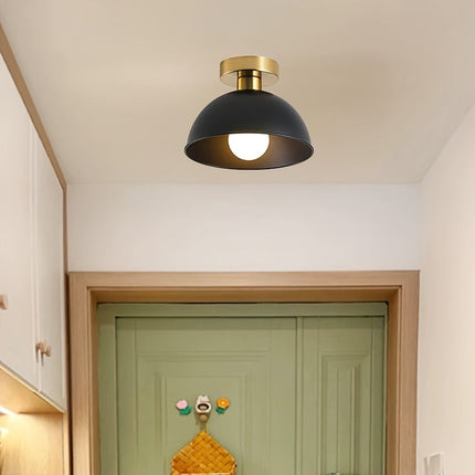 Modern Semi-Flush Ceiling Lamp with Matte Metal Finish | Compact Design for Hallways and Bedrooms
