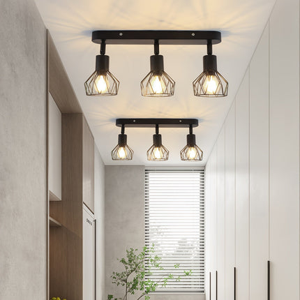 Vintage 3-Light Ceiling Spotlight with Adjustable Rotatable Shades | Industrial Black Metal Fixture for Versatile Lighting