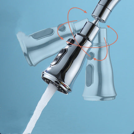 Kitchen Faucet Sprayer Head with Jet and Cascade Spray Modes, Silver Multi Angle Extendable Tap Nozzle for Kitchen Sink
