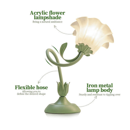 Floral Table Lamp with USB Power | Artistic Design for Cozy Ambient Lighting
