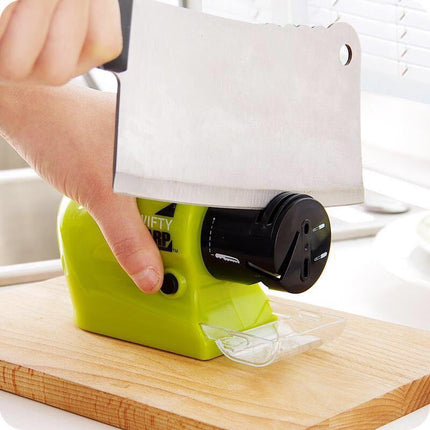 Cordless Electric Knife Sharpener, Battery Powered 5 Second Sharpening with Fine Polishing Stage for Kitchen Knives