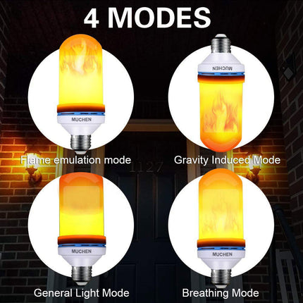LED Flame Effect Light Bulb, 7W E26 E27 Flickering Fire Bulb, 3 Flame Modes for Table Lamps and Lanterns