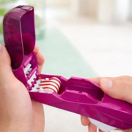 Handheld Automatic Tape Dispenser with Trigger Cut and Guide Rail, One Hand Packing and Gift Wrap Tool, Pink or Purple